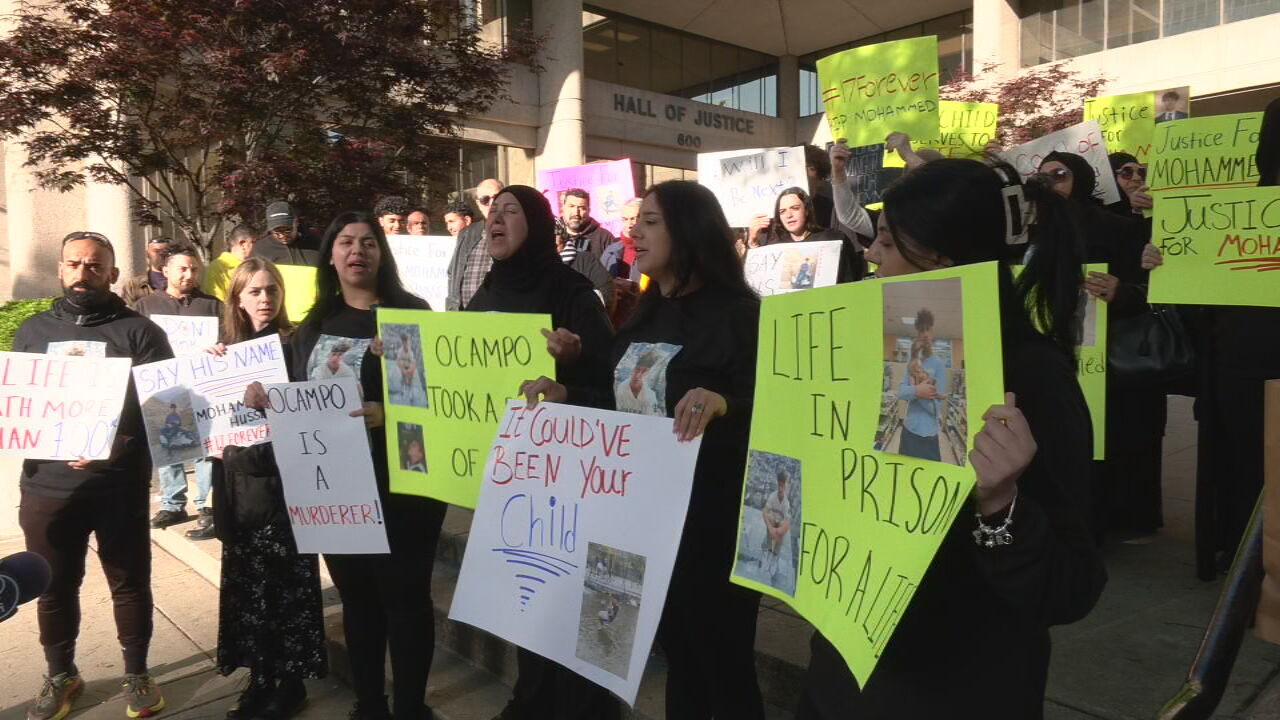 Ocampo protest outside courthouse